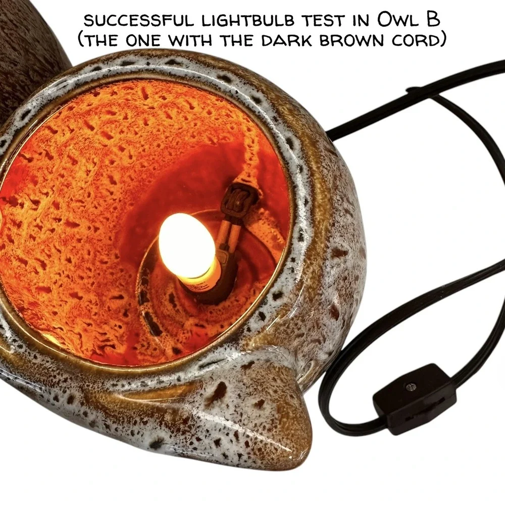 Intertek Ceramic Owl Lamps Set of 2  Bedside Light Up‎ Nightlights 5.75